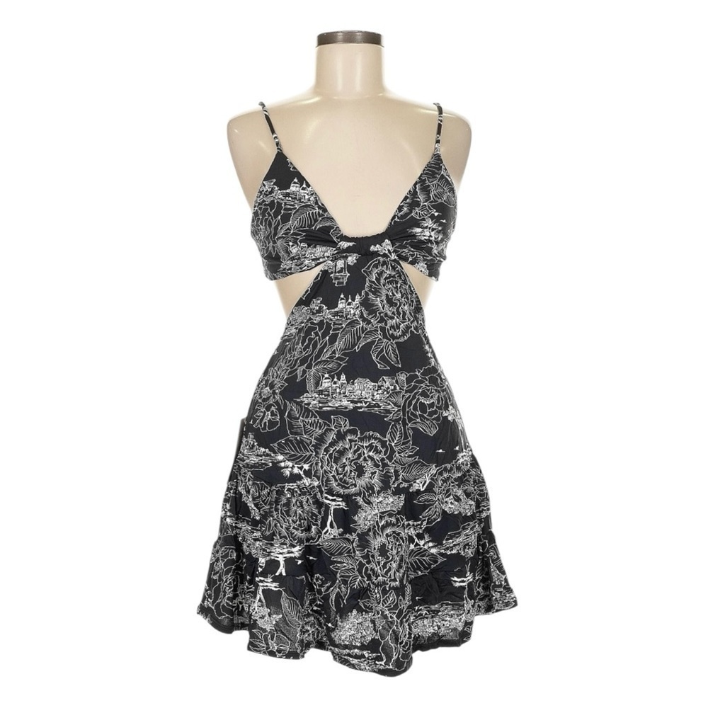 Maaji Mini Sundress M NWT Black Floral Cutout Open Back Strappy Beach Vacation